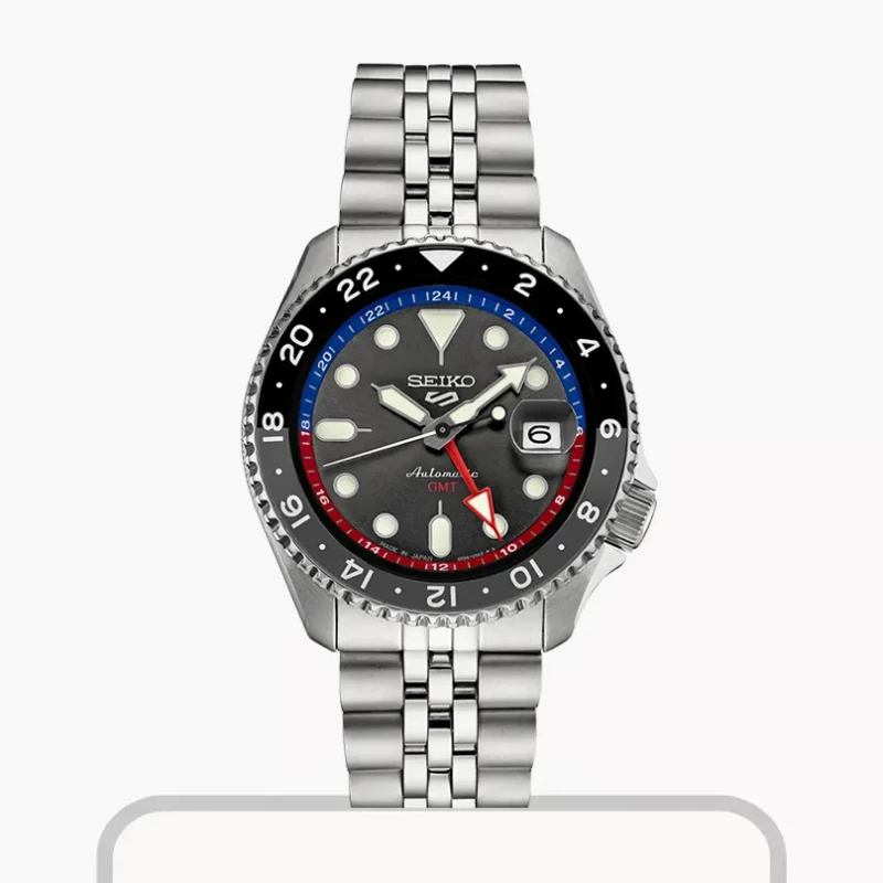 Seiko 5 Sports GMT Pepsi Bezel Charcoal Men’s Watch- SSK019J1